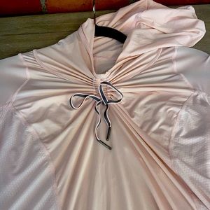 Lululemon pullover hoodie in light pink with grey trim size 10